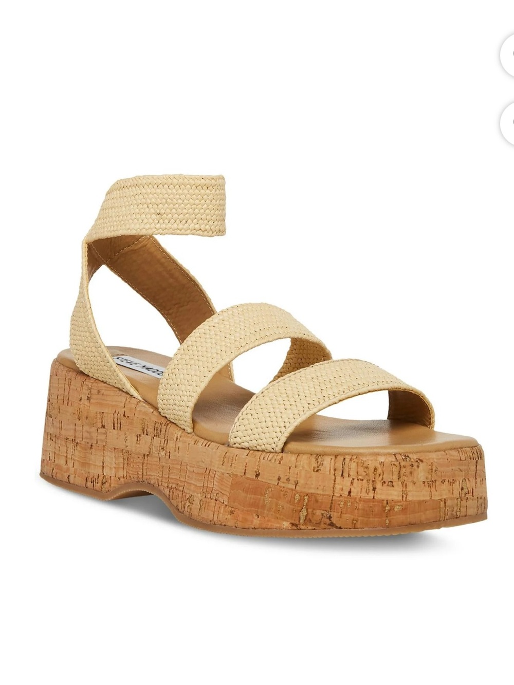 Steve Madden “Sashes” Natural Raffia Woven Cork Platform Sandal Sz 6 & Sz 9 NIB!
